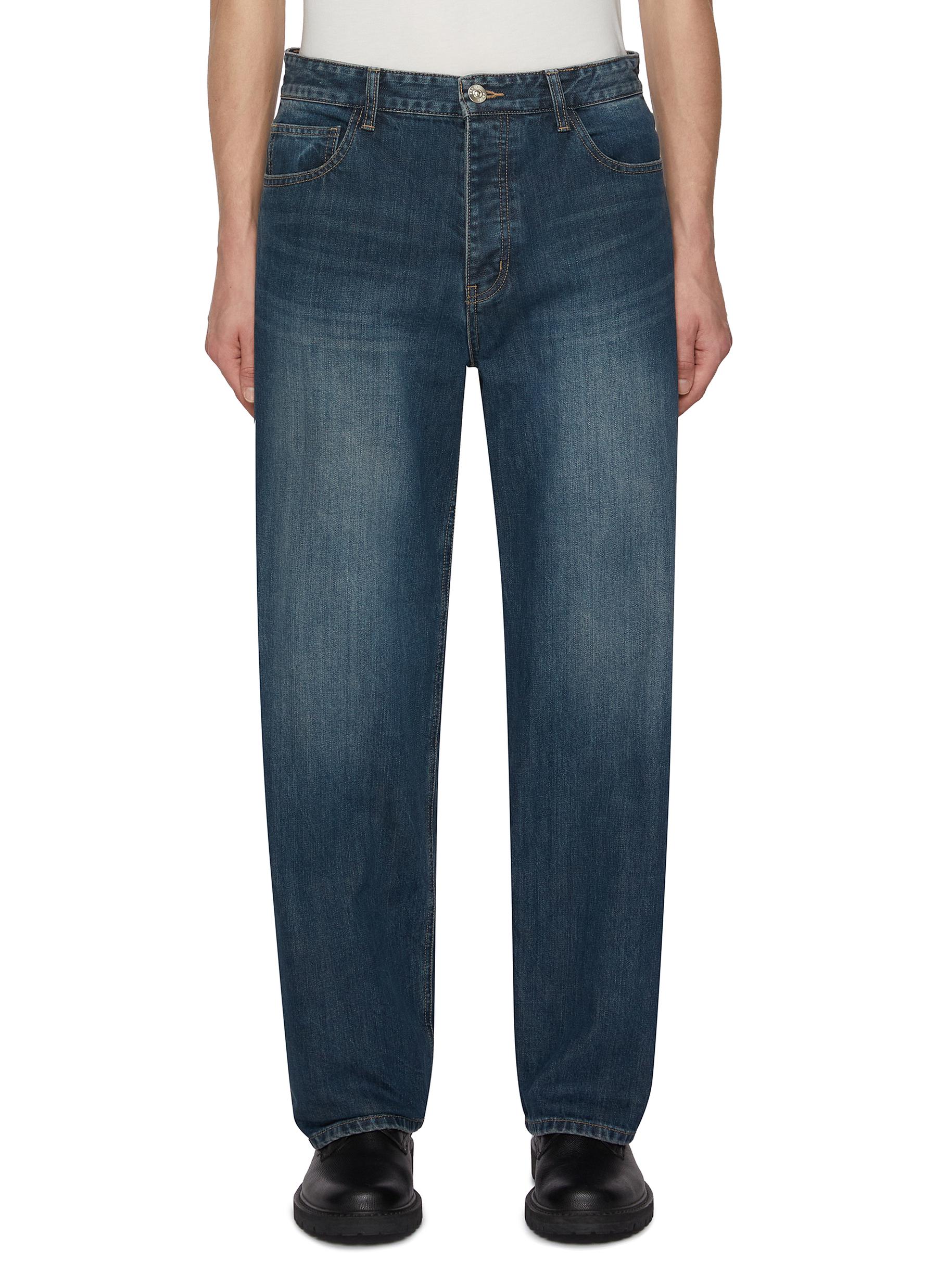 Dark Washed Straight Leg Jeans
