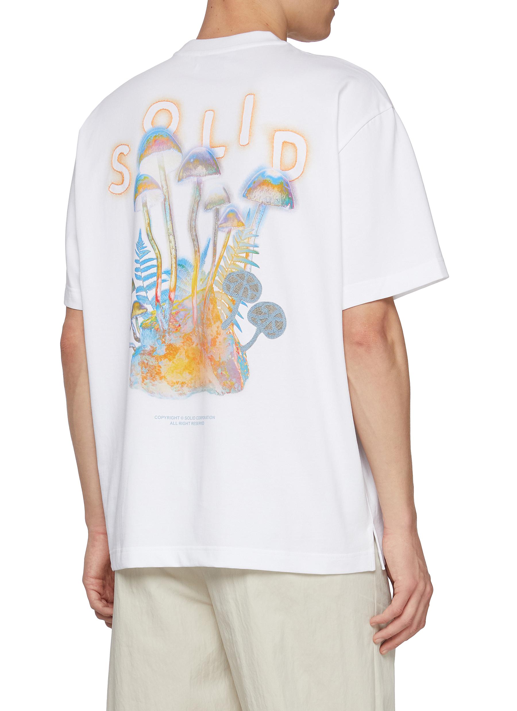 Mushroom Motif Graphic Print Cotton T-Shirt - Thumbnail 3