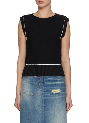 Main View - Click To Enlarge - MM6 MAISON MARGIELA - Messy Open Knit Back Top