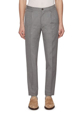 Main View - Click To Enlarge - INCOTEX - Long Tapered Cotton Wool Pants