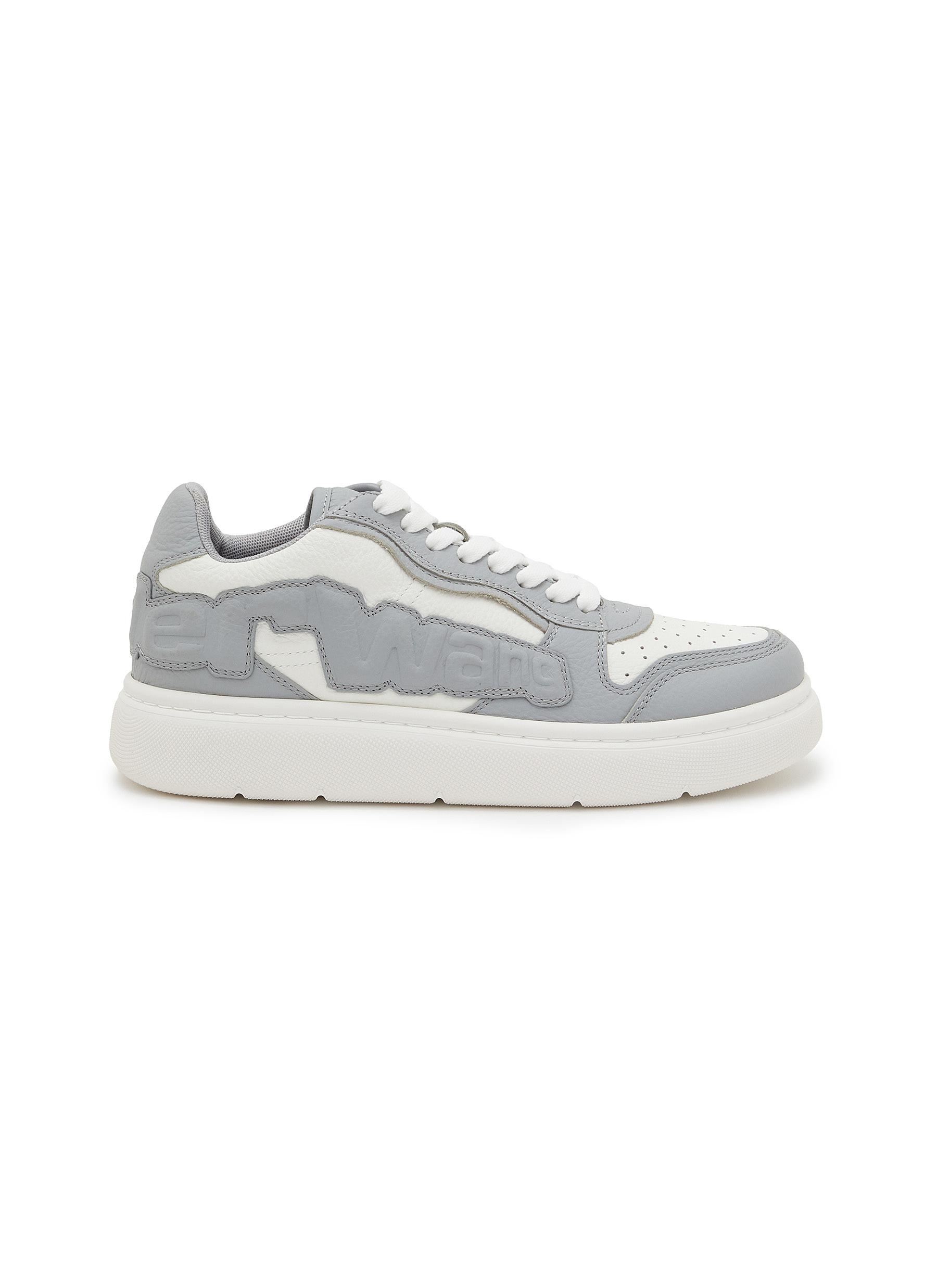 ALEXANDERWANG | Puff Logo Leather Sneakers | LIGHT GREY