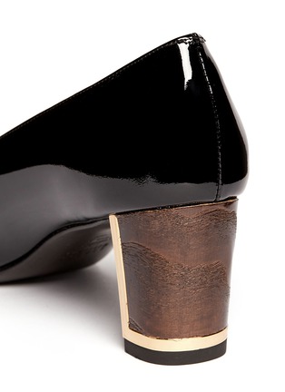 Detail View - Click To Enlarge - STUART WEITZMAN - Wooden heel patent leather pumps