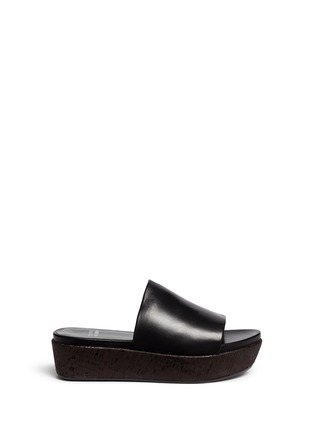 Main View - Click To Enlarge - STUART WEITZMAN - 'Flatout' nappa leather cork flatform sandals