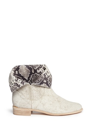 Main View - Click To Enlarge - STUART WEITZMAN - 'Noslouch' snakeskin effect denim ankle boots