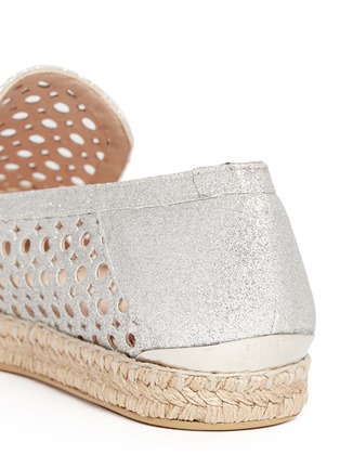 Detail View - Click To Enlarge - STUART WEITZMAN - Perforated glitter espadrilles
