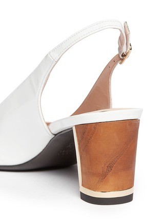 Detail View - Click To Enlarge - STUART WEITZMAN - Wooden heel patent leather slingback pumps