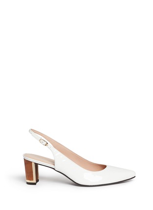 Main View - Click To Enlarge - STUART WEITZMAN - Wooden heel patent leather slingback pumps