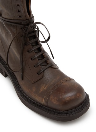 Detail View - Click To Enlarge - MIU MIU - Leather Laced Combat Boots