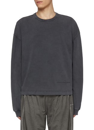 Main View - Click To Enlarge - ALEXANDERWANG - Embossed Logo Hem Long Sleeve Cotton T-shirt