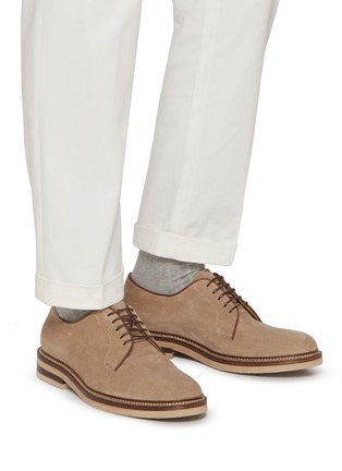 Figure View - Click To Enlarge - BRUNELLO CUCINELLI - Washed Suede Men's Derbies