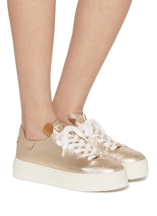 Figure View - Click To Enlarge - SAM EDELMAN - Pippy Platformed Leather Lace-Up Sneakers