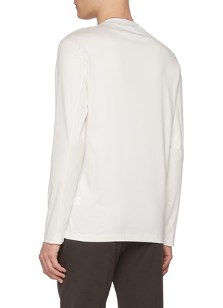 Back View - Click To Enlarge - BRUNELLO CUCINELLI - Logo Embroidered Crewneck Cotton T-shirt