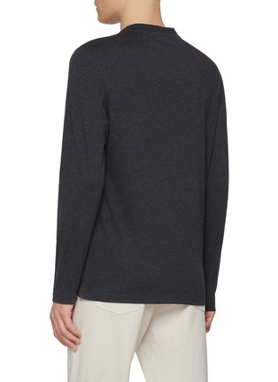 Back View - Click To Enlarge - BRUNELLO CUCINELLI - Logo Embroidered Crewneck Cotton T-shirt