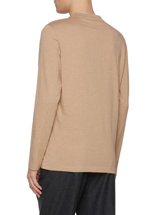 Back View - Click To Enlarge - BRUNELLO CUCINELLI - Logo Embroidered Crewneck Cotton T-shirt