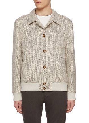 Main View - Click To Enlarge - BRUNELLO CUCINELLI - Camp Collar Pocket Virgin Wool Bomber Jacket