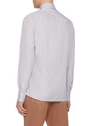 Back View - Click To Enlarge - BRUNELLO CUCINELLI - Spread Collar Stripe Cotton Shirt