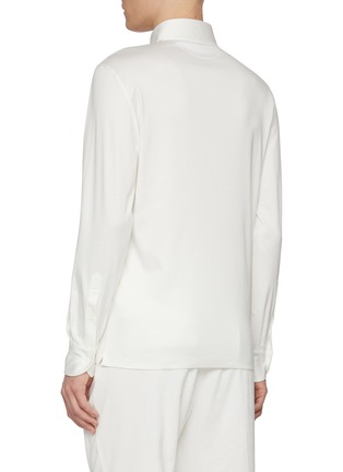 Back View - Click To Enlarge - BRUNELLO CUCINELLI - Logo Embroidered Long Sleeve Cotton Polo