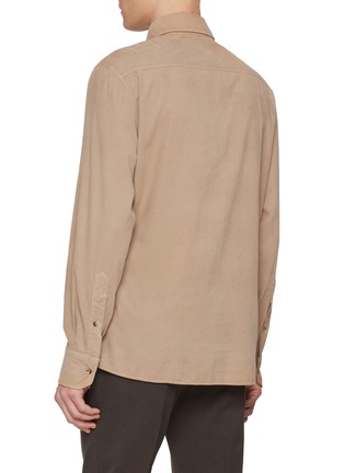 Back View - Click To Enlarge - BRUNELLO CUCINELLI - Spread Collar Corduroy Cotton Shirt