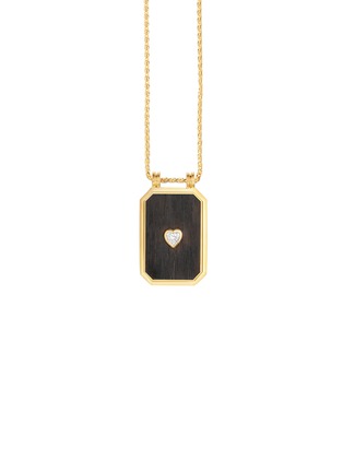 Detail View - Click To Enlarge - MARIE LICHTENBERG - Ebony Heart Diamond 18K Gold Scapular Chain Necklace