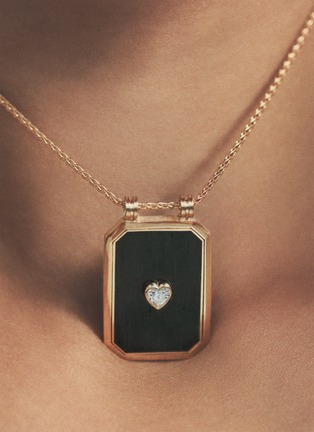  - MARIE LICHTENBERG - Ebony Heart Diamond 18K Gold Scapular Chain Necklace