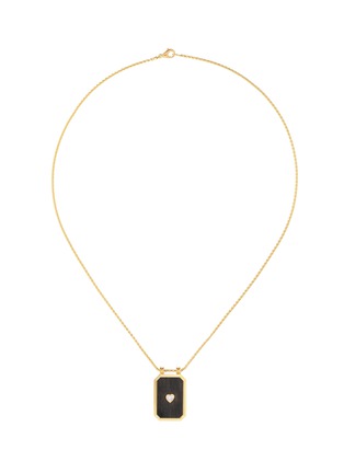 Main View - Click To Enlarge - MARIE LICHTENBERG - Ebony Heart Diamond 18K Gold Scapular Chain Necklace