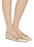 Figure View - Click To Enlarge - PEDDER RED - Jasper Metallic Leather Ballerina Flats