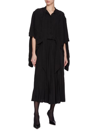 Figure View - Click To Enlarge - BALENCIAGA - Double Sleeve Silk Dress