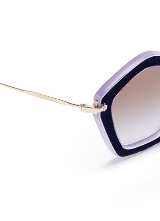 Detail View - Click To Enlarge - MIU MIU - 'Culte' suede pentagon frame acetate sunglasses