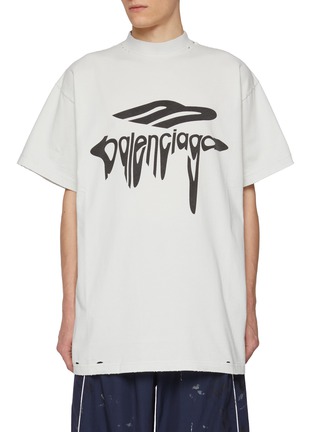 Main View - Click To Enlarge - BALENCIAGA - Liquidified Logo Oversized Cotton T-shirt