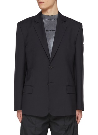 Main View - Click To Enlarge - BALENCIAGA - Notch Lapel Single Breasted Logo Patch Blazer