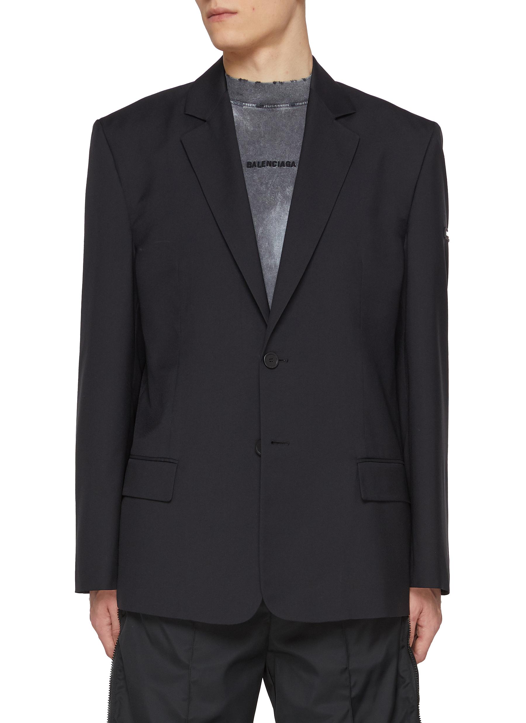 BALENCIAGA | Notch Lapel Single Breasted Logo Patch Blazer