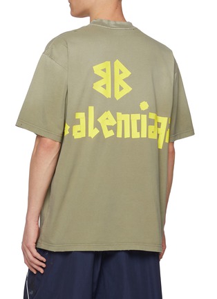 Back View - Click To Enlarge - BALENCIAGA - Tape Logo Cotton T-shirt