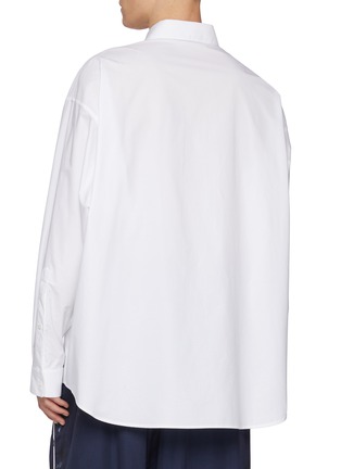 Back View - Click To Enlarge - BALENCIAGA - Logo Embroidered Collar Cotton Shirt