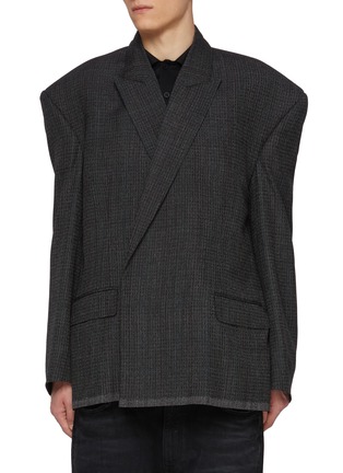 BALENCIAGA | Oversized Checkered Single Breasted Wool Blazer