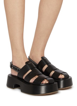 Figure View - Click To Enlarge - JW ANDERSON - Stripe Platformed Leather Sandals