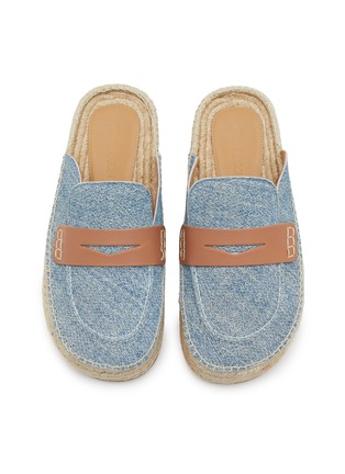 Detail View - Click To Enlarge - JW ANDERSON - Slip On Suede Denim Espadrille Loafer Mules