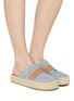 Figure View - Click To Enlarge - JW ANDERSON - Slip On Suede Denim Espadrille Loafer Mules