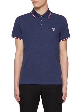 Main View - Click To Enlarge - MONCLER - Logo Patch Cotton Polo Shirt