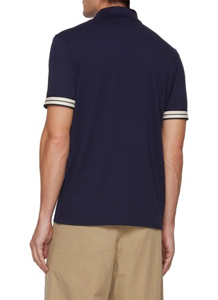 Back View - Click To Enlarge - MONCLER - Piquet Logo Cotton Polo Shirt