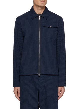 Main View - Click To Enlarge - MONCLER - Seersucker Cotton Blend Shirt Jacket
