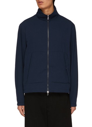 Main View - Click To Enlarge - MONCLER - Dauno Seersucker Cotton Blend Track Jacket