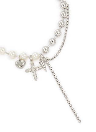 Detail View - Click To Enlarge - JOOMI LIM - Kira Swarovski Crystal Pearl Rhodium Plated Brassl Necklace