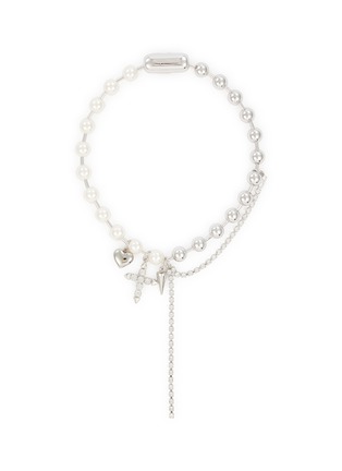 Main View - Click To Enlarge - JOOMI LIM - Kira Swarovski Crystal Pearl Rhodium Plated Brassl Necklace