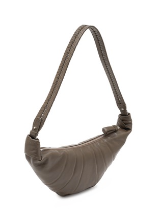Detail View - Click To Enlarge - LEMAIRE - Medium Croissant Woven Laced Leather Crossbody Bag