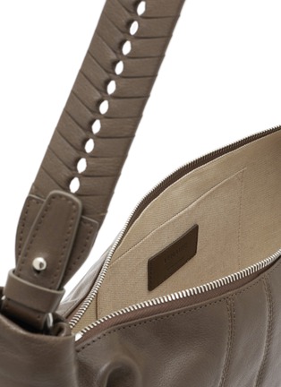 Detail View - Click To Enlarge - LEMAIRE - Medium Croissant Woven Laced Leather Crossbody Bag