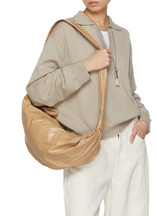 Figure View - Click To Enlarge - LEMAIRE - Medium Soft Croissant Paper Leather Crossbody Bag