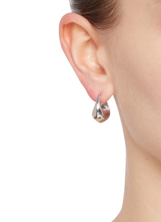 Figure View - Click To Enlarge - LEMAIRE - Rhodium Silver Curved Single Mini Drop Earring