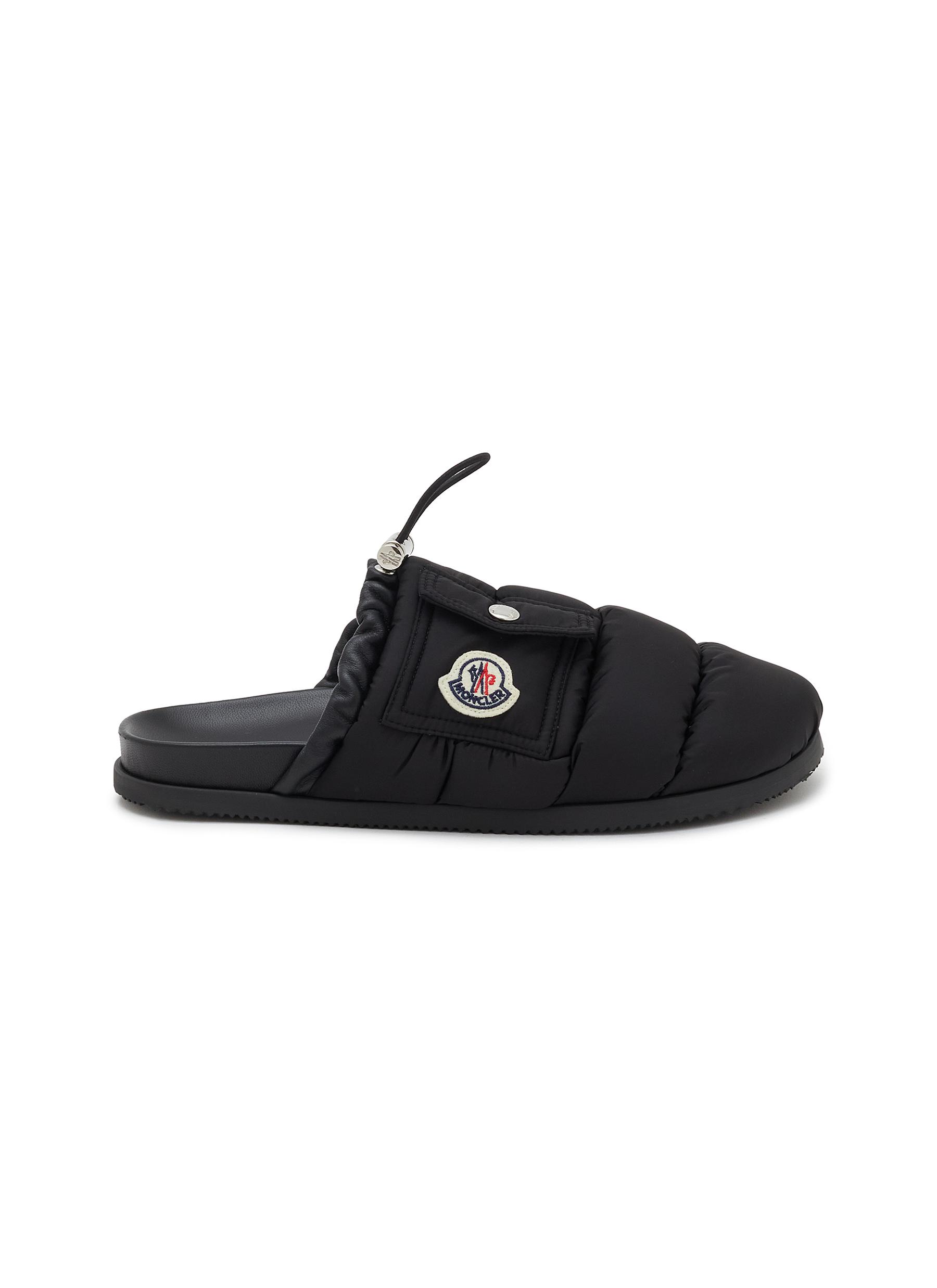 新品MONCLER ブラック ストライプソックス Lサイズ モンクレール