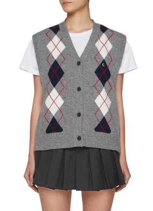 Main View - Click To Enlarge - CLOVE - Argyle Knit Button Up Vest