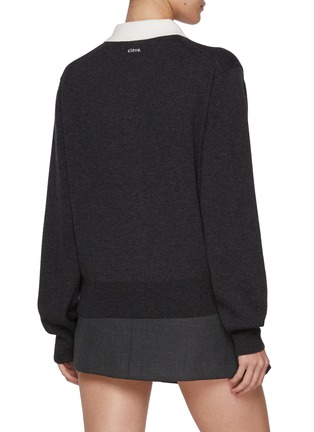 Back View - Click To Enlarge - CLOVE - Collared Wool Cotton Knit Cardigan